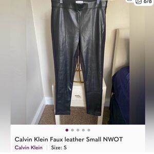 Calvin Klein Black Faux Leather Pants NWOT